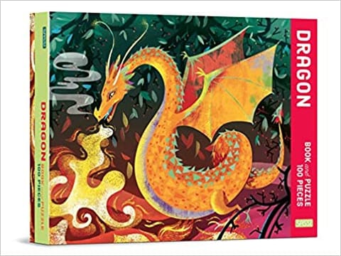 BOOK & GIANT PUZZLE - DRAGONS - 100 PIECES