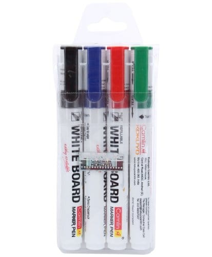 Camlin PB White Board Marker - Pack of 4 Assorted Colors (Black, Blue, Red, Green)