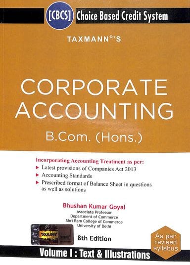 Corporate Accounting For B Com Hons Set Or 2 Vols