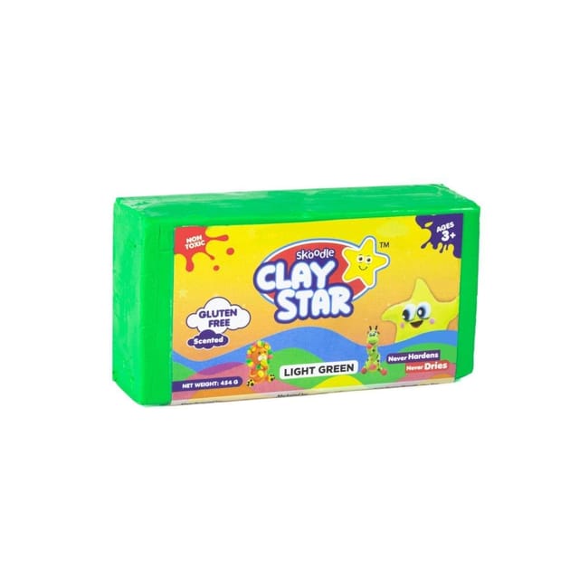 Skoodle Clay Star Light Green Colour Clay Bar For Kids 454 gms