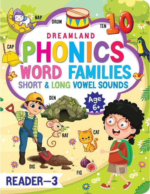 Phonics Reader - 3 (Word Families Short and Long Vowel Sounds) Age 6 : Early Learning Children Book
