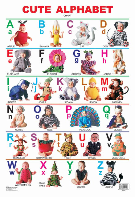 Cute Alphabet : Reference Educational Wall Chart