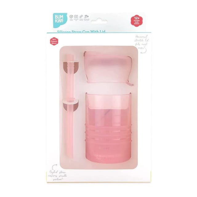 Silicone Cup With Lid & Straw - Blue