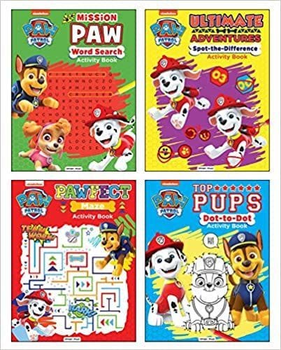 Paw Pups Super Activity Boxset (Set of 4 Books) Dot-to-Dot, Spot the Difference, Word Search & Maze