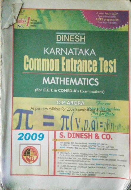 Karnataka Common Entrance Test Mathematics