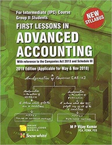 First Lessons in Advanced Accounting for CA Intermediate [IPCC] Group II May & Nov. 2018 Exam